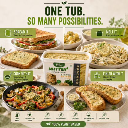1Ness Herbs Nutter Plant Based Herbs & Garlic Butter Alternative | Dairy Free Butter Spread for Toast, Garlic Breads, Pastas & Baking | Lactose Free, Cholesterol Free & Palm Oil Free (200g)