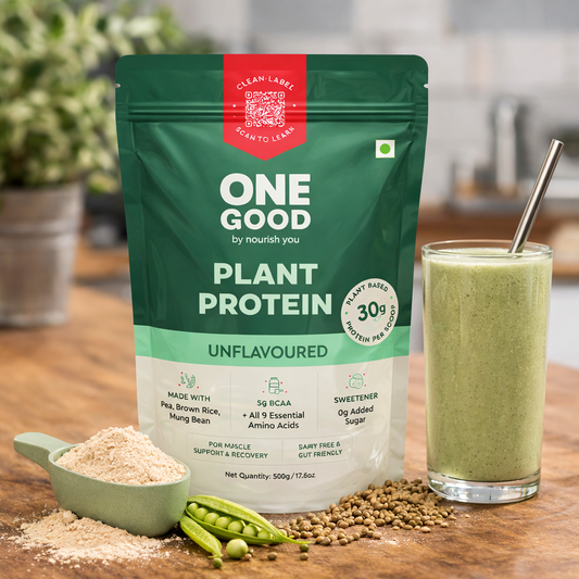 Nourish You Unflavoured Plant Protein Powder 500g | 30g Protein Per Serving | Pea, Brown Rice & Mung Bean Blend | Soy-Free, Dairy-Free, Gluten-Free | No Artificial Flavours or Sweeteners | Supports Muscle Growth