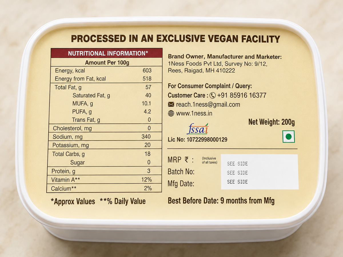 1Ness Herbs Nutter Plant Based Herbs & Garlic Butter Alternative | Dairy Free Butter Spread for Toast, Garlic Breads, Pastas & Baking | Lactose Free, Cholesterol Free & Palm Oil Free (200g)