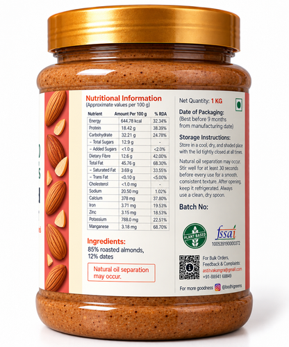 Bodhi Greens Almond Butter | Date Sweetened | 1kg