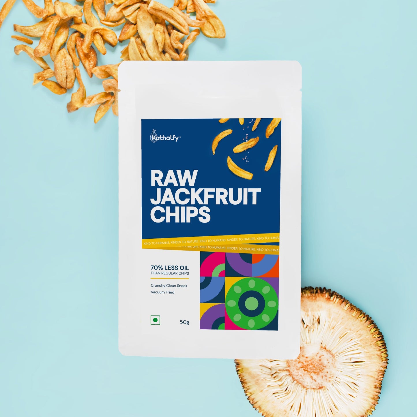 Kathalfy Raw Jackfruit Chips | 70% Less Oil | Vacuum Fried 50 Grams (Pack of 4)