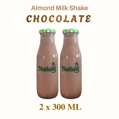 Nutlush Chocolate Milkshake Sugar Free | Regular (Made with Fresh Almond Milk), Pack of 2 × 300ml