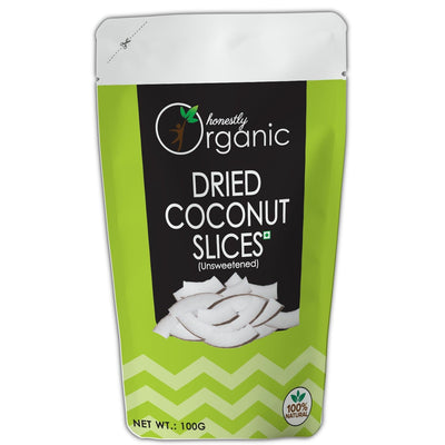 Honestly Organic Dried Coconut Slices/Coconut Chips - 100g (pack of 2)