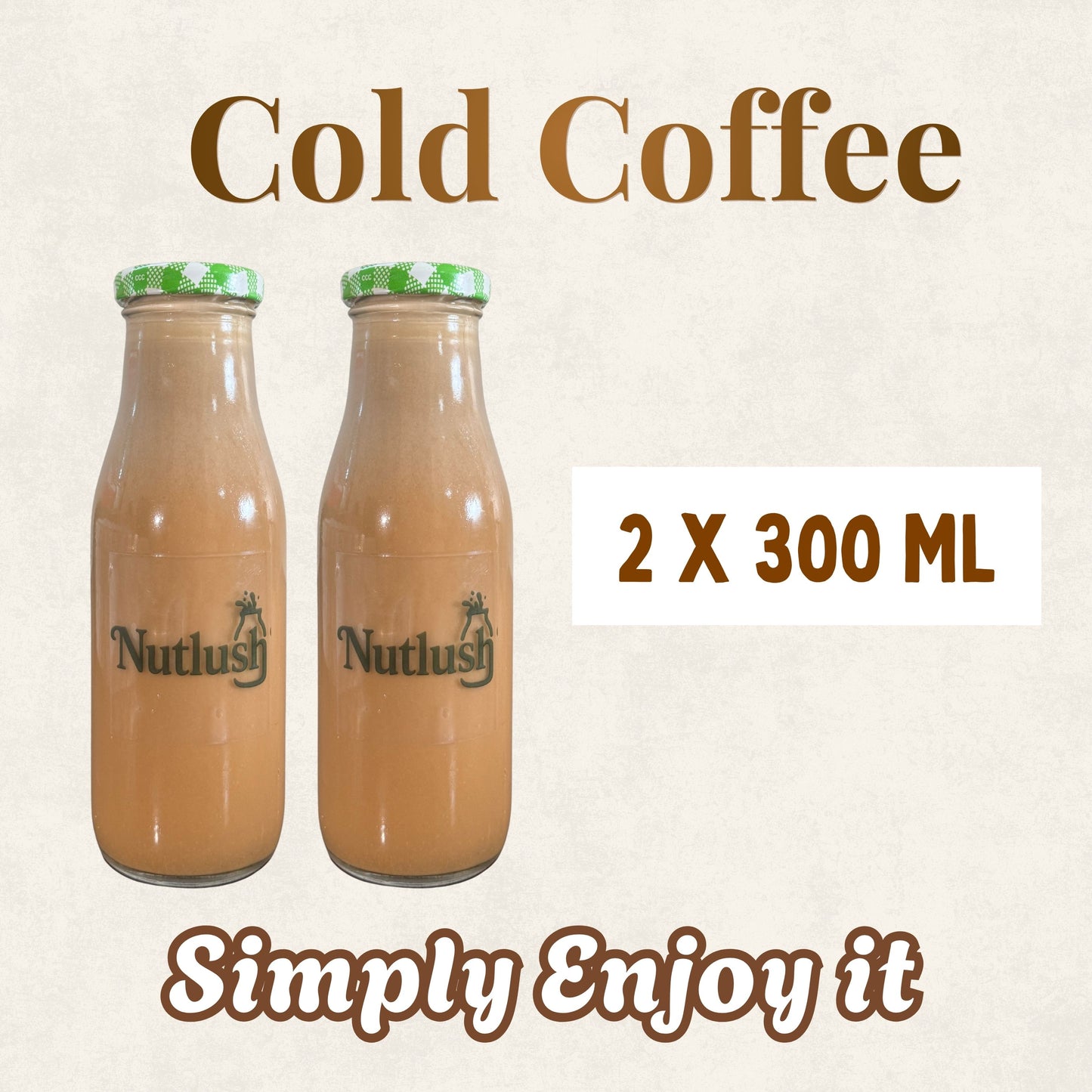 NUTLUSH Cold Coffee Sugar Free | Regular, Pack of 2 x 300 ML | Delhi Only