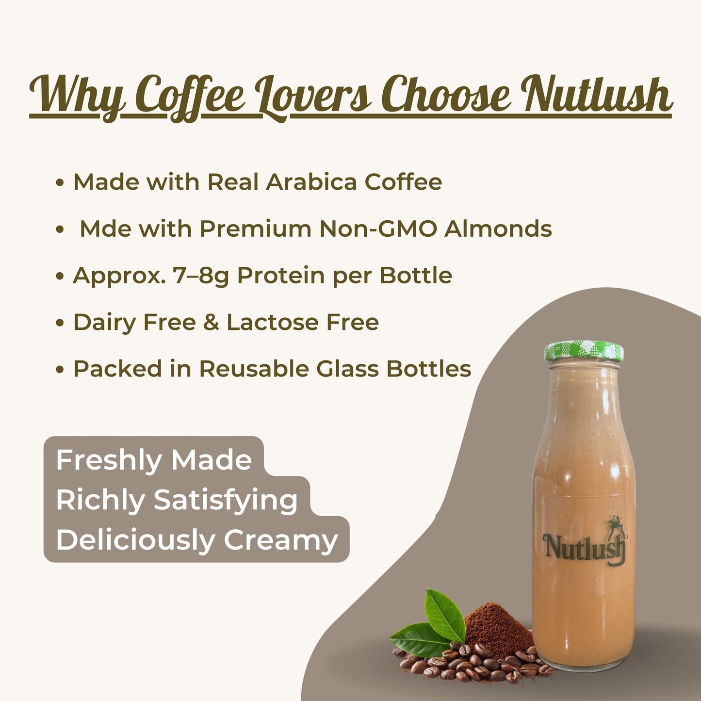 NUTLUSH Cold Coffee Sugar Free | Regular, Pack of 2 x 300 ML | Delhi Only