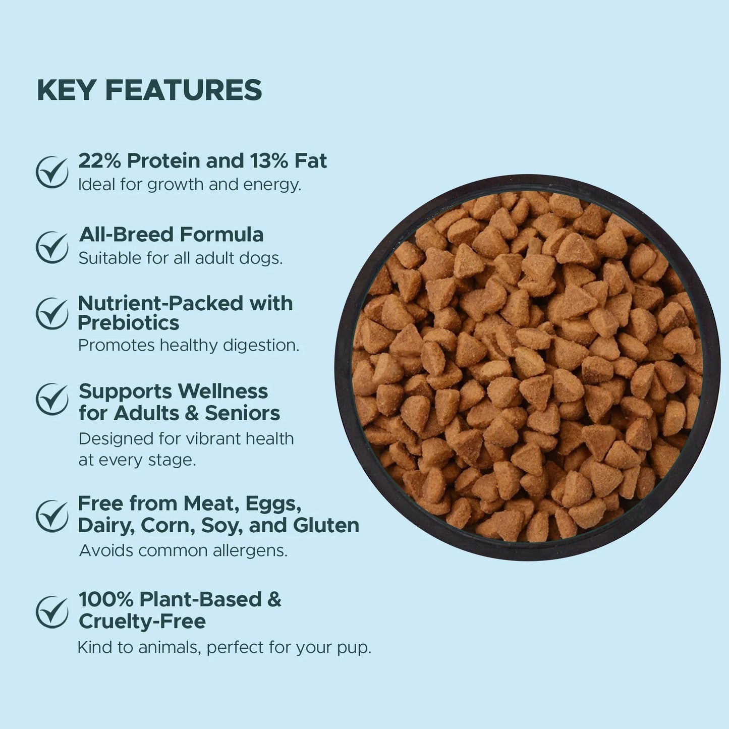 Vegan Air Dried Dog Food (1Kg) | High in Protein | Rich in Vitamins & Minerals | For All Breeds