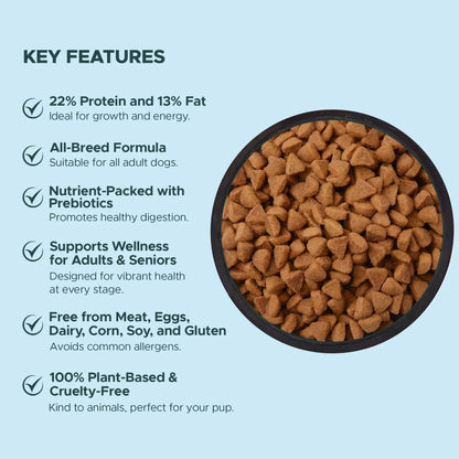 Vegan Air Dried Dog Food (1Kg) | High in Protein | Rich in Vitamins & Minerals | For All Breeds