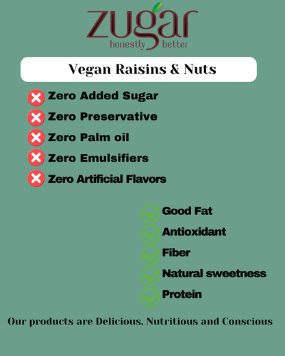 Vegan Raisins and Nuts dark Chocolate (Pack of 2 of 45 grams each)