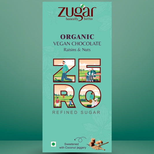 Vegan Raisins and Nuts dark Chocolate (Pack of 2 of 45 grams each)