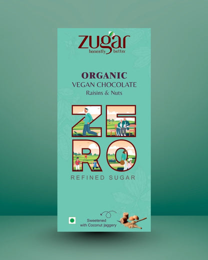 Vegan Raisins and Nuts dark Chocolate (Pack of 2 of 45 grams each)