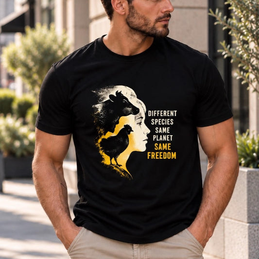 Different Species, Same Planet, Same Freedom (Male T-shirt)