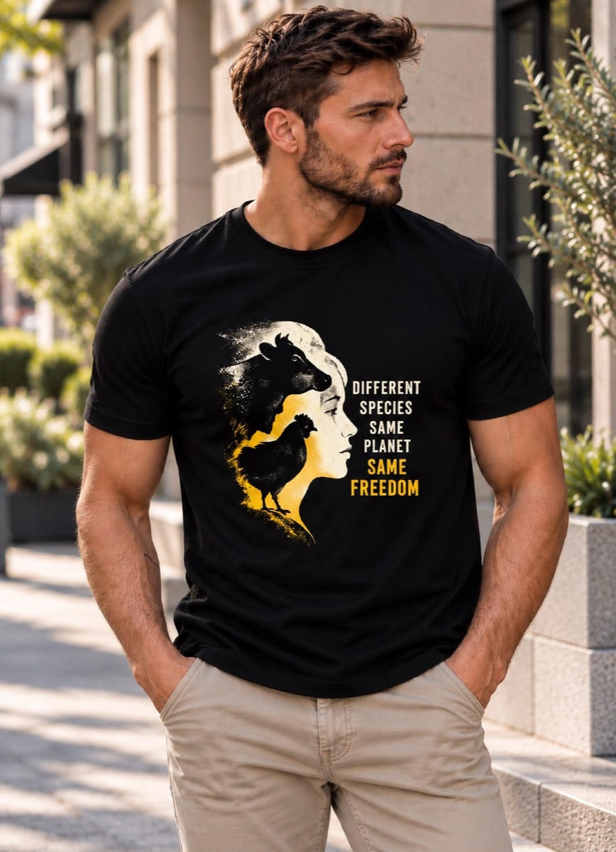 Different Species, Same Planet, Same Freedom (Male T-shirt)