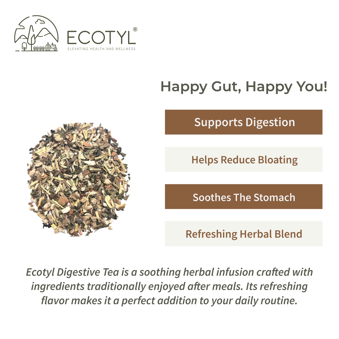 Ecotyl Digestive Tea | Gut Health | Herbal Tea  | 60g