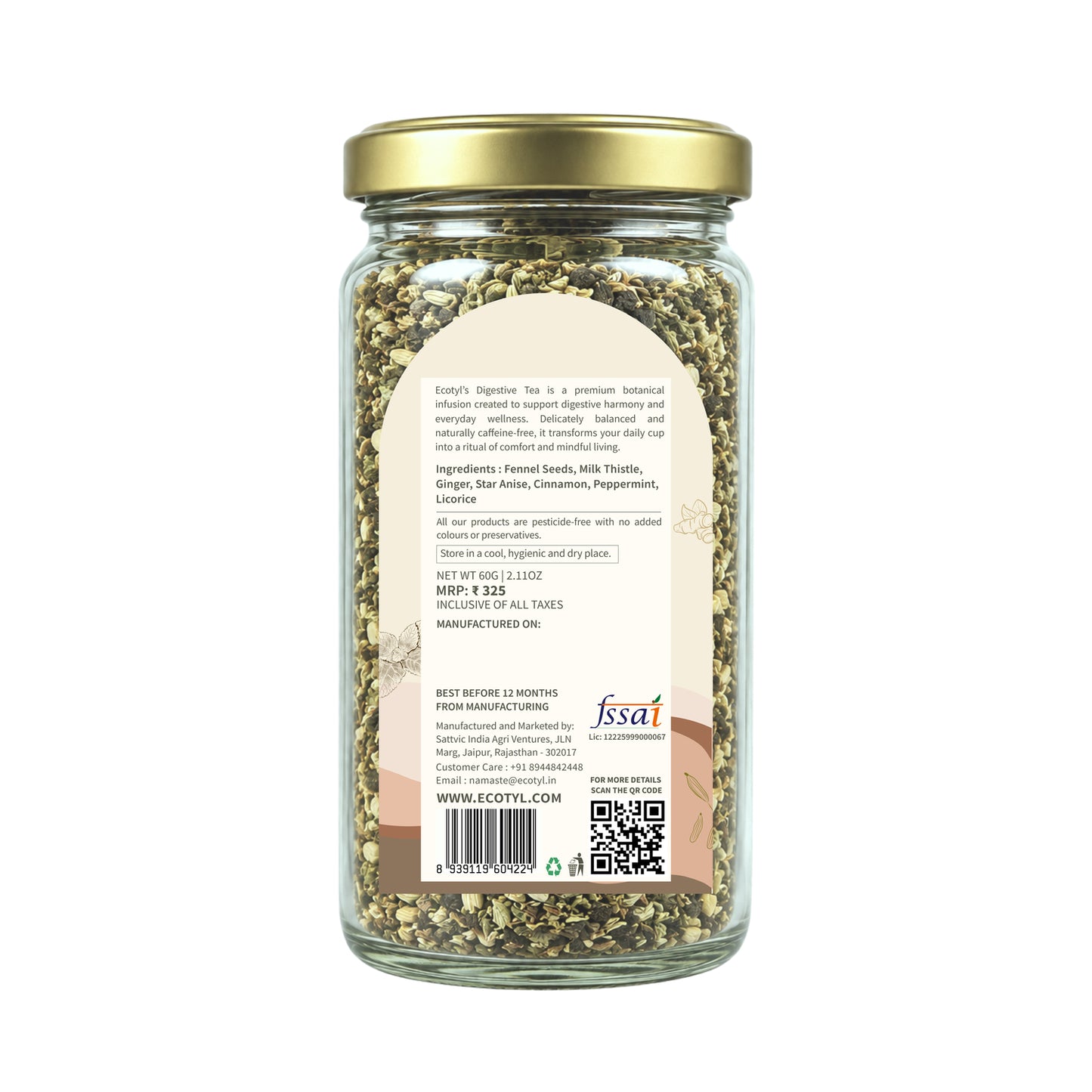 Ecotyl Digestive Tea | Gut Health | Herbal Tea  | 60g