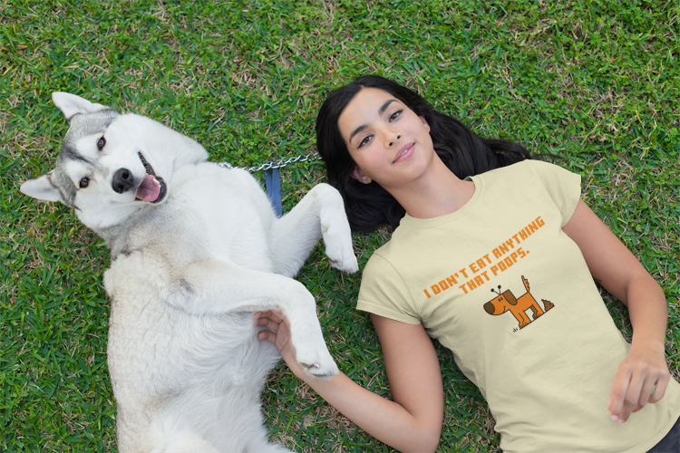 I don't anything that poops (dog) (women-vd-t-shirt)