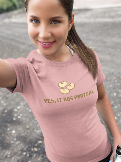 It has Protein (Soy) (women-vd-t-shirt)