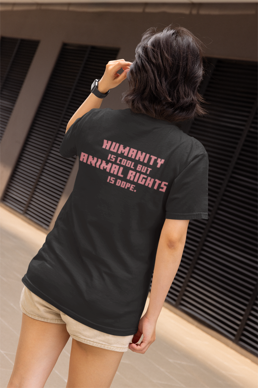 Humanity is cool but animal rights is dope (duck) (women-vd-t-shirt)