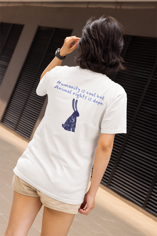 Humanity is cool but animal rights is dope (rabbit) (women-vd-t-shirt)
