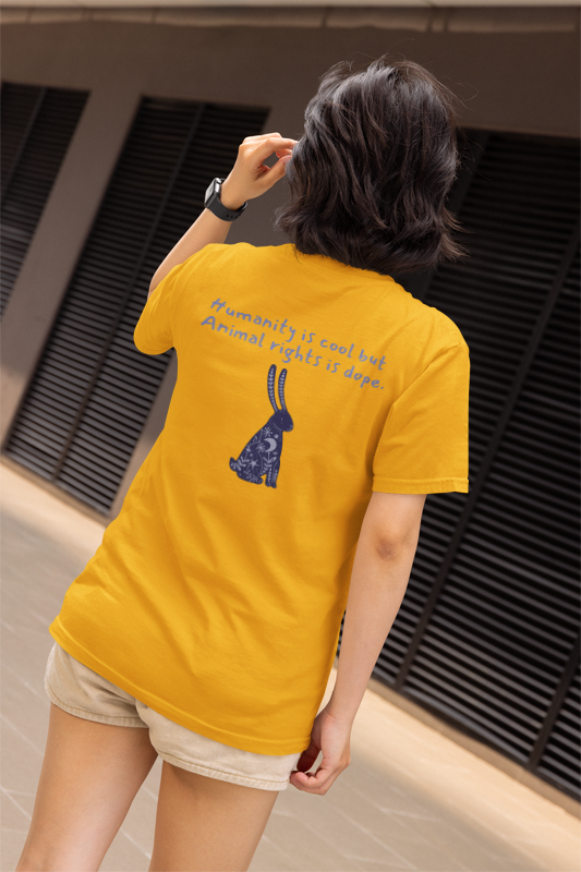 Humanity is cool but animal rights is dope (rabbit) (women-vd-t-shirt)