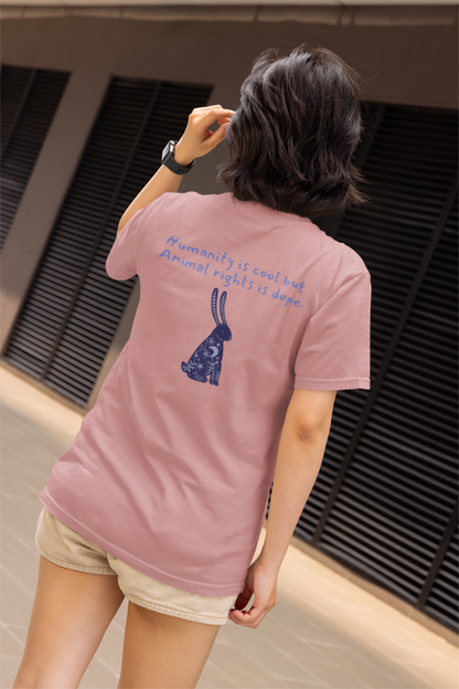 Humanity is cool but animal rights is dope (rabbit) (women-vd-t-shirt)