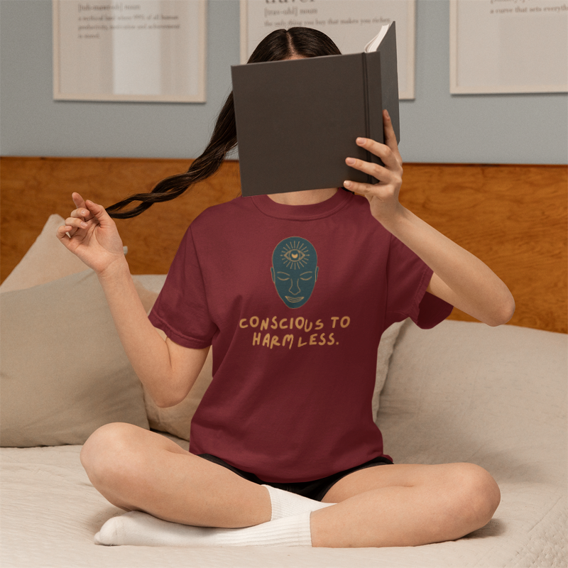 Conscious to Harm Less (women-vd-t-shirt)