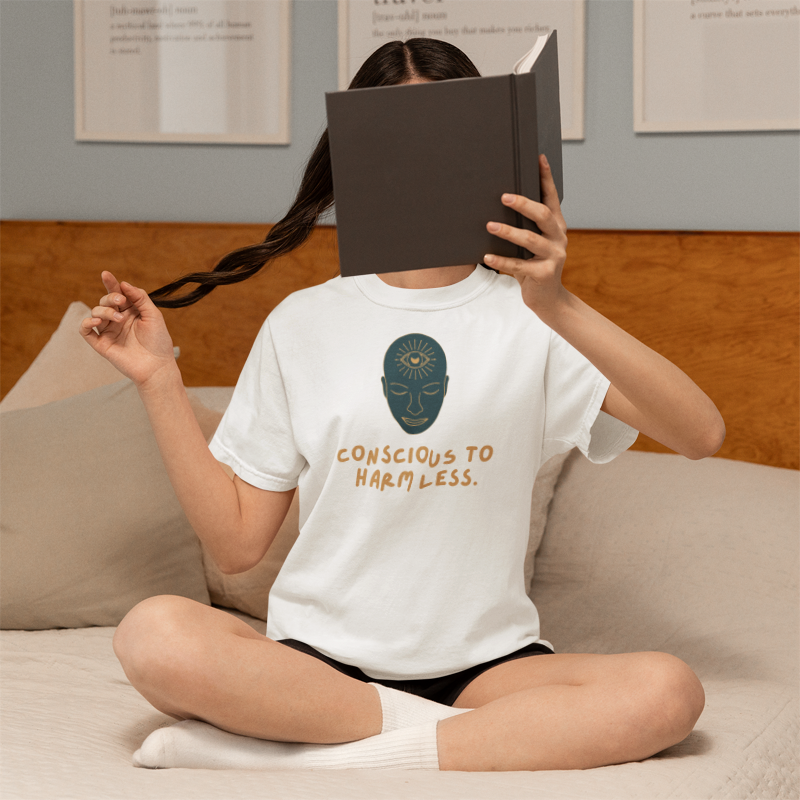 Conscious to Harm Less (women-vd-t-shirt)