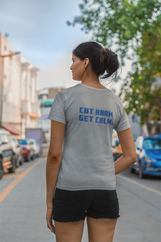 Cut Harm Get Calm (hippie) (women-vd-t-shirt)