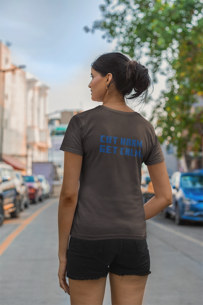 Cut Harm Get Calm (hippie) (women-vd-t-shirt)