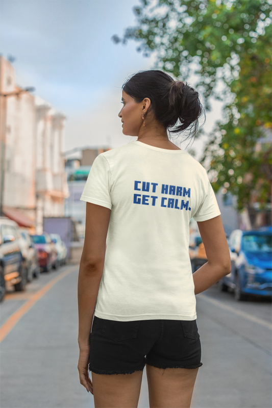 Cut Harm Get Calm (hippie) (women-vd-t-shirt)