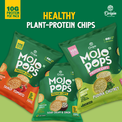 Origin Nutrition Mojo Pops Protein Chips in Assorted flavours 30g ( Pack of 6 ) (Compression Popped, 10g protein/pack)