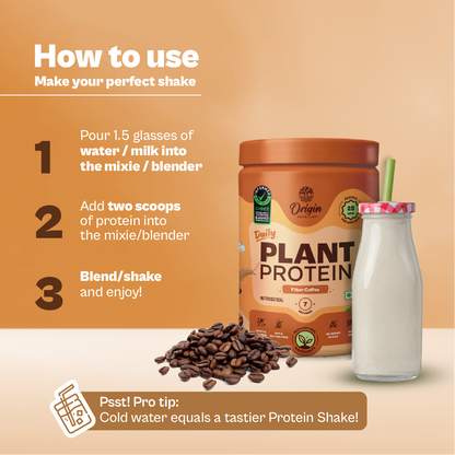 Origin Nutrition Daily Plant Protein Filter Coffee Flavour , 286g