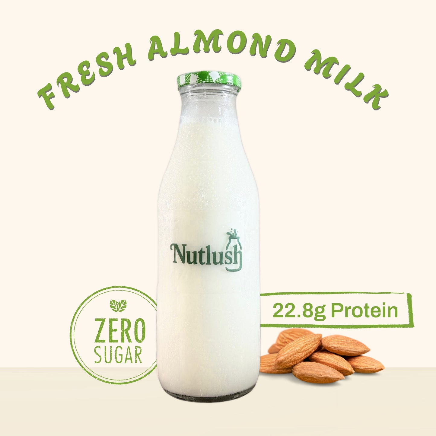 NUTLUSH Fresh Almond Milk Sweetened | Delhi Only | Available in 1L & 2L