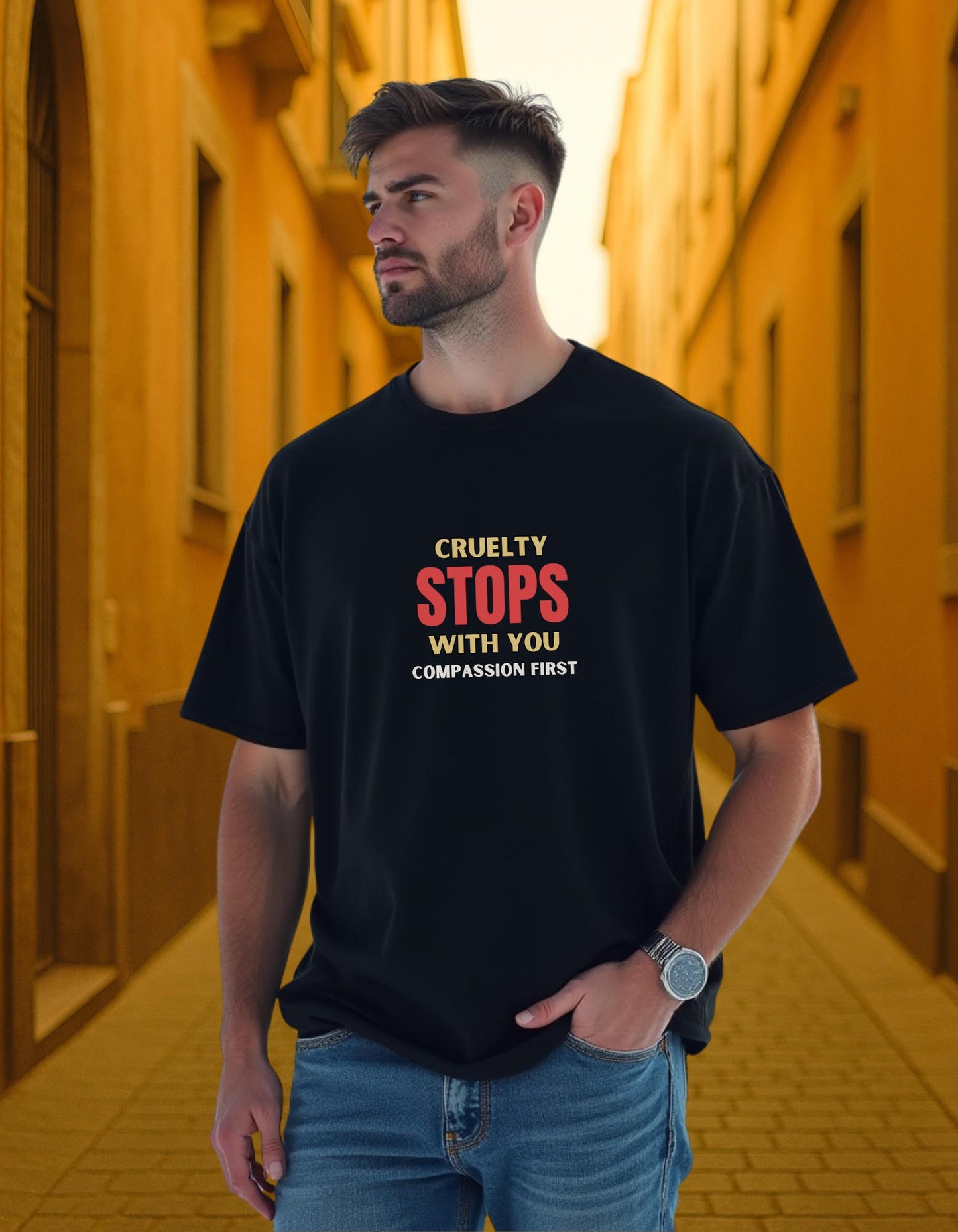 T-Shirt | Cruelty Stops With You, Compassion First