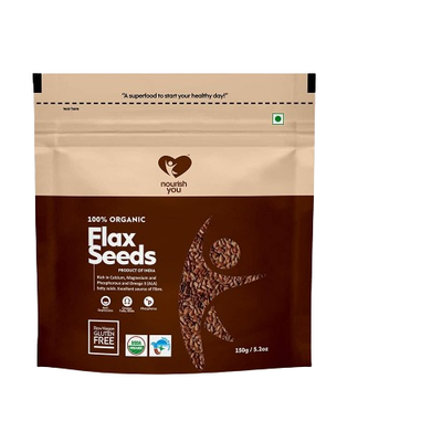 NOURISH YOU  Raw Healthy Organic Flax Seeds ( Alsi ke Beej) 150G