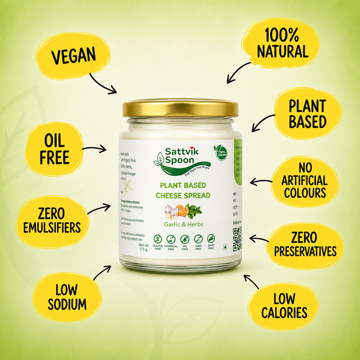 Plant Base Cheese Spread - Garlic & Herbs - 175 gms