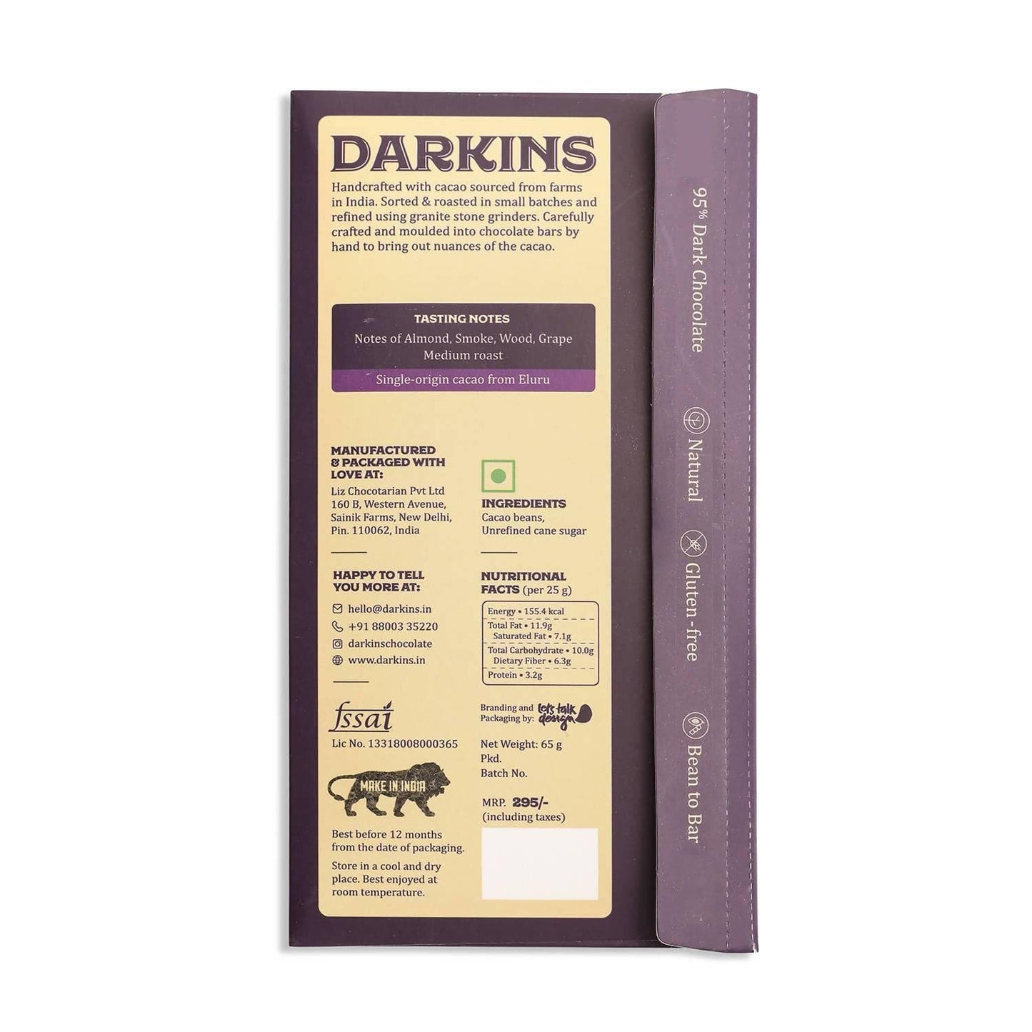 DARKINS 95% Dark Chocolate Single Origin | 80% Dark Chocolate Single Origin | 65 GM Each Pack of 2