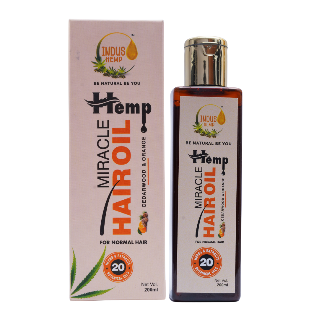 INDUS HEMP MIRACLE HEMP HAIR OIL WITH CEDARWOOD OIL & ORANGE CITRUS OIL, 200ML