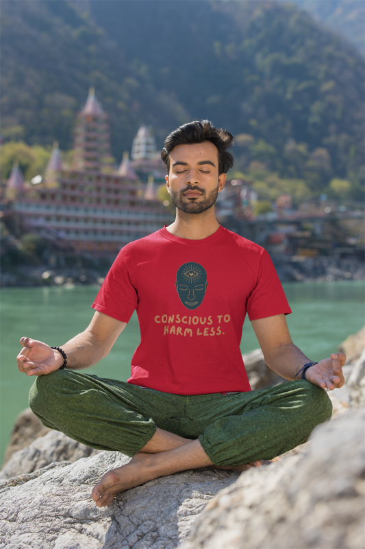 Conscious to Harm Less (male/unisex-vd-t-shirt)
