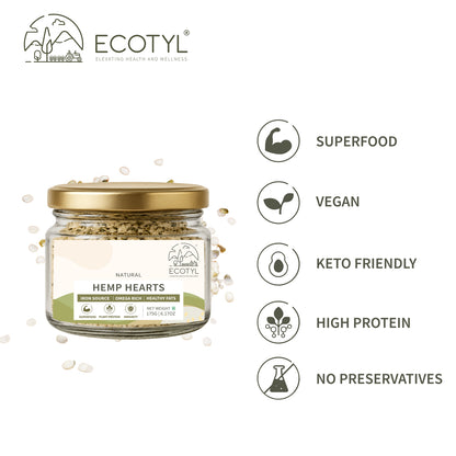 Ecotyl Hemp Hearts | Rich in Omega-3 & Protein | 175g