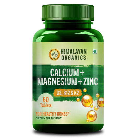 Himalayan Organics Calcium Magnesium Zinc Vitamin D3 & B12- 60 Vegetarian Tablets