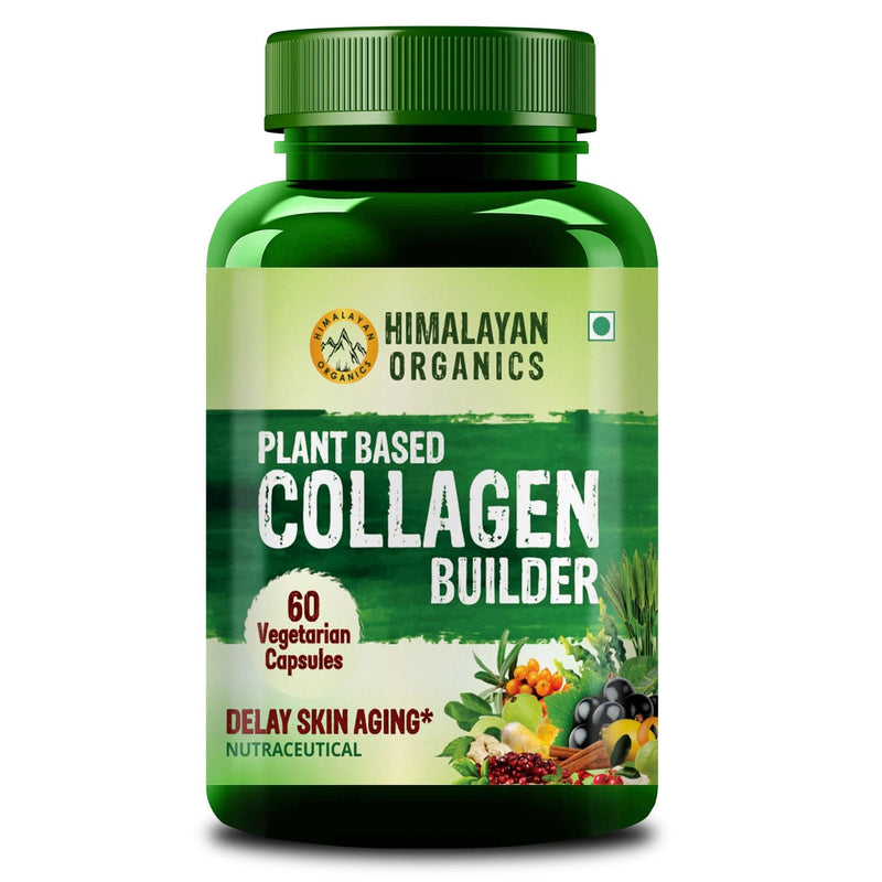 Himalayan Organics Plant Based Collagen Builder for Hair and Skin with Biotin and Vitamin C - 60 Veg Capsules