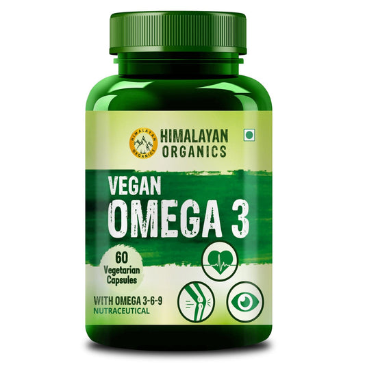 Himalayan Organics Omega 3 6 9 Vegan Natural Nutrition Supplement for Muscle, Bone , Heart & Skin - 60 Capsules