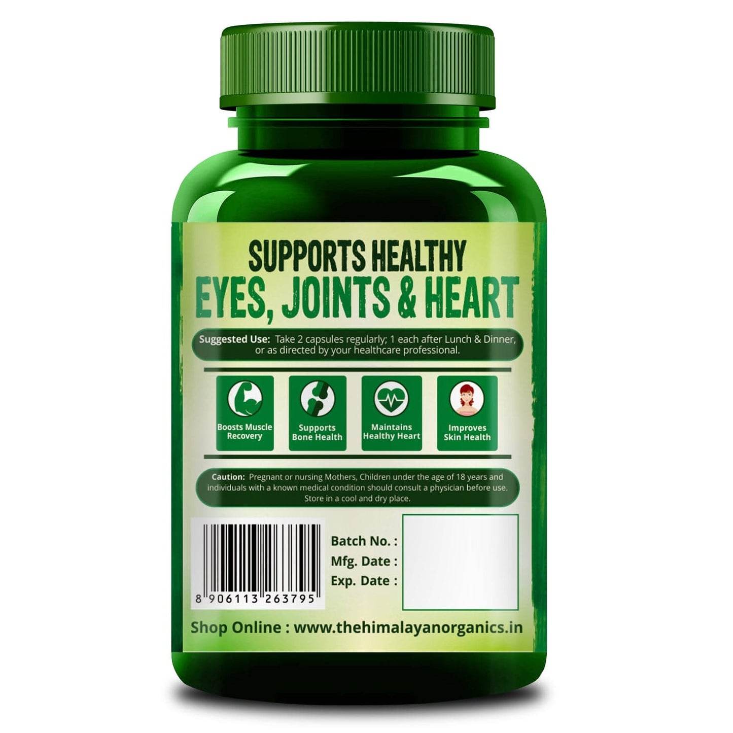 Himalayan Organics Omega 3 6 9 Vegan Natural Nutrition Supplement for Muscle, Bone , Heart & Skin - 60 Capsules