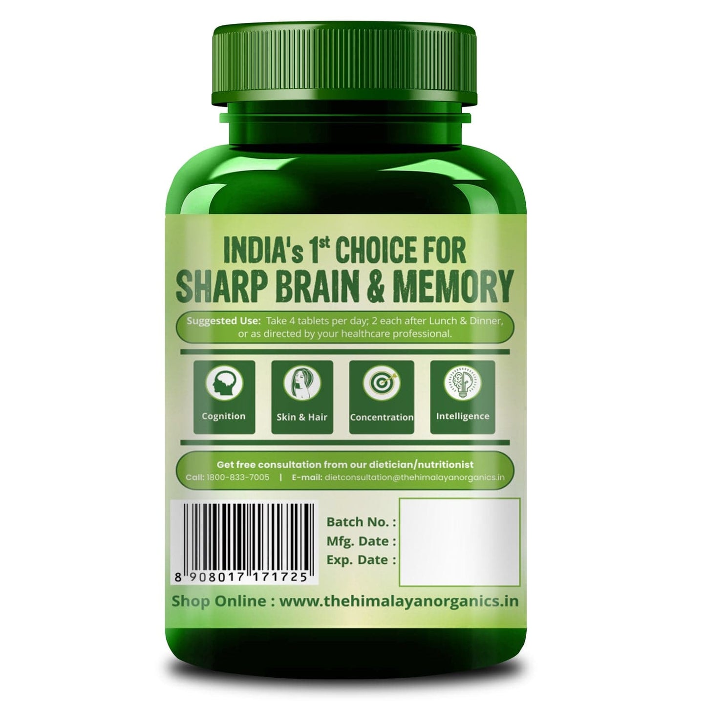 Himalayan Organics Organic Brahmi Tablets | Pure Herbs for Mind Wellness | Helps Improves Alertness (120 Tablets)