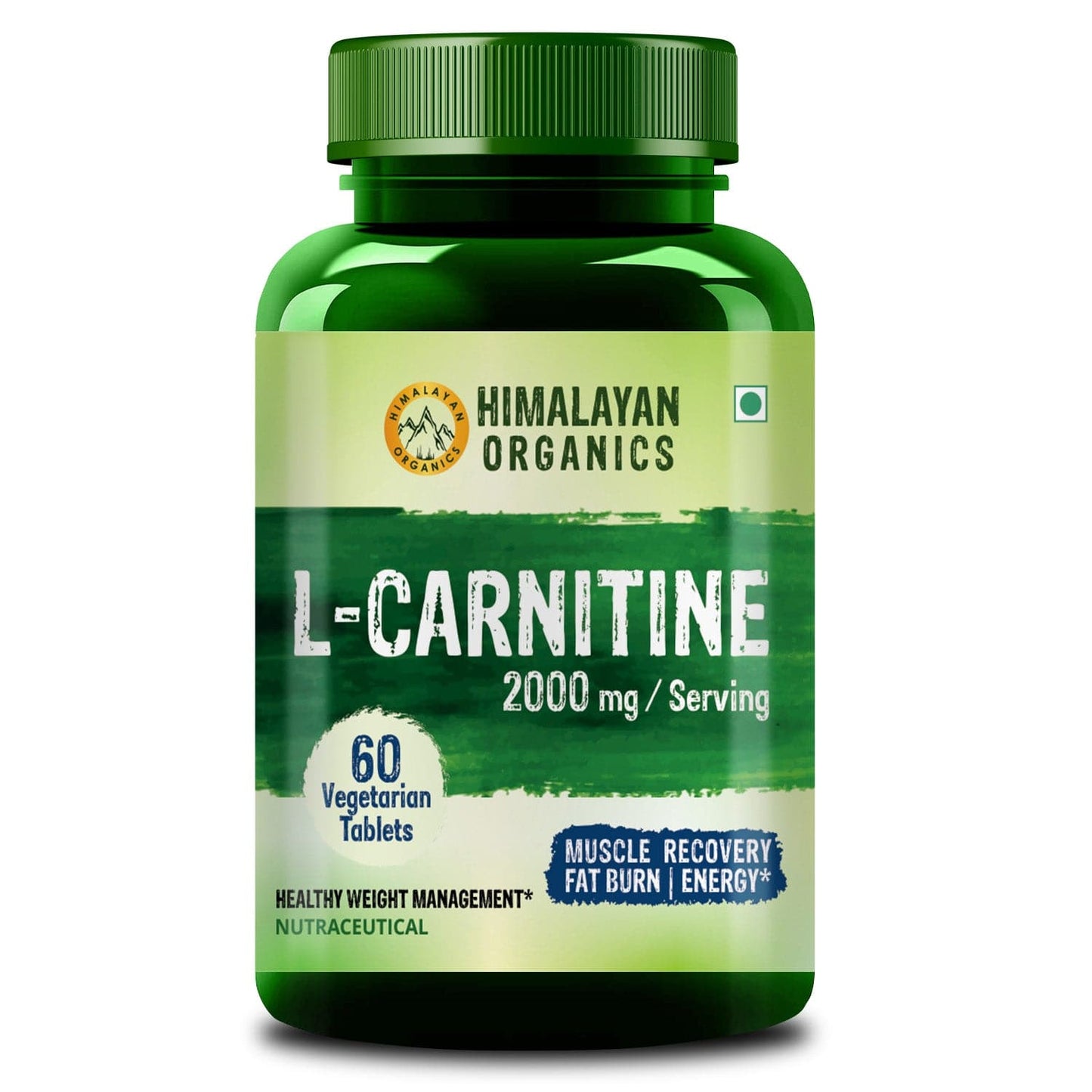 Himalayan Organics L-Carnitine 2000 Mg | Healthy Weight Management | Supports Muscle Recovery, Boost Energy, Endurance, And Fat Burn - 60 Vegetarian Tablets