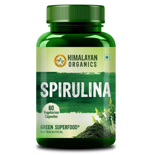 Himalayan Organics Spirulina 2000mg Supplement | Green Food For Good Health Weight Management And Immunity Booster | Helps In Healthy Heart - 60 Vegetarian Capsules
