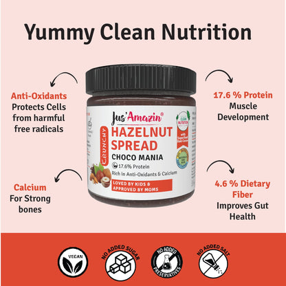 Jus Amazin Crunchy Hazelnut Spread - Choco Mania (200g)