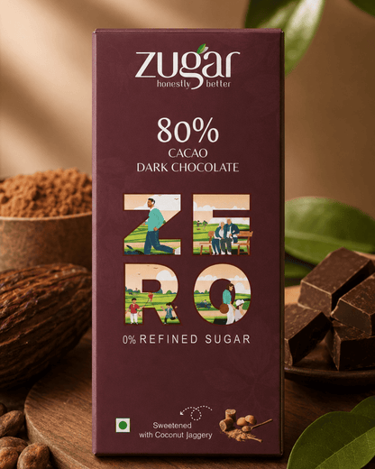 ZUGAR 80% Cacao Dark Chocolate - 45gm