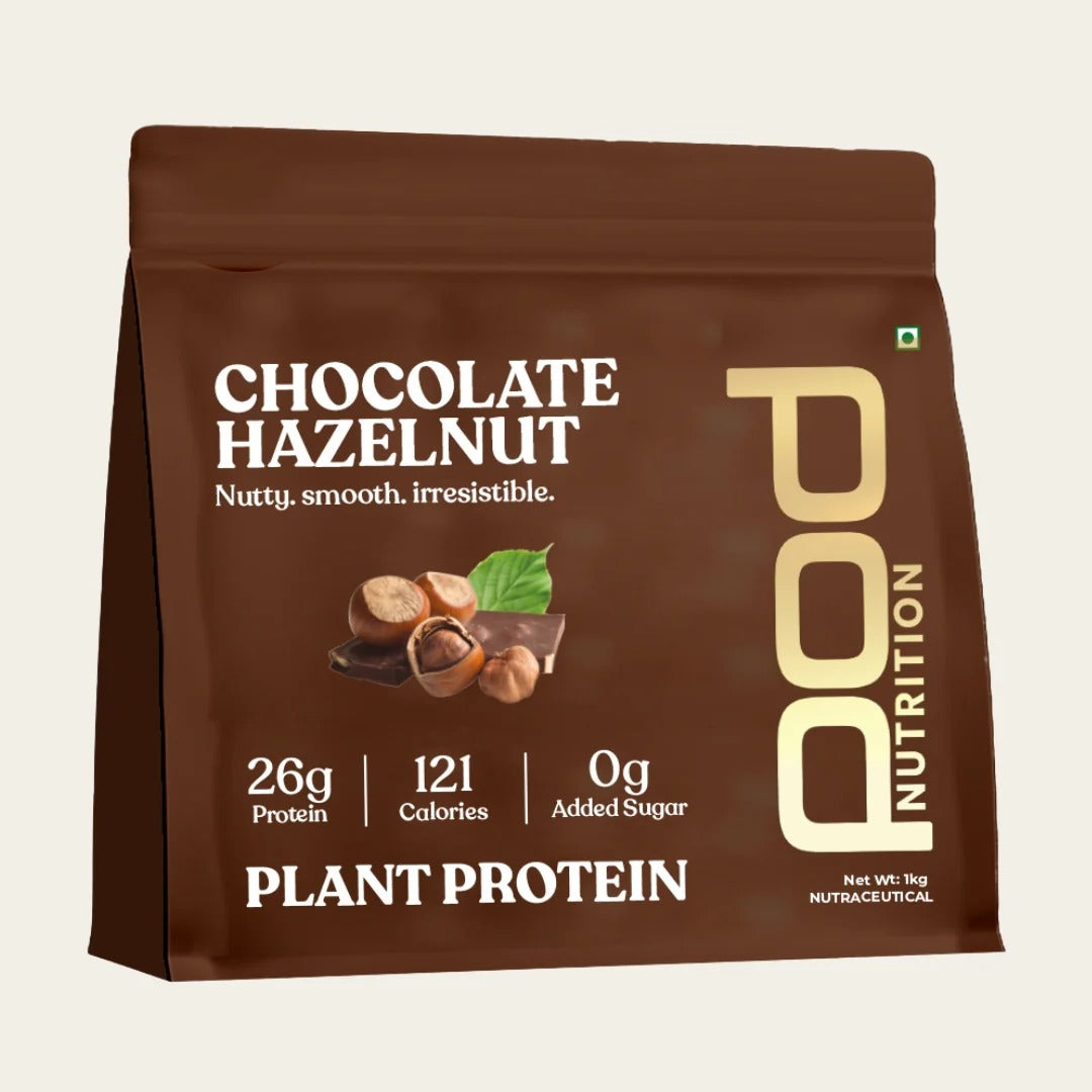 POD NUTRITION Pea Protein Isolate Powder | Vegan Plant Protein, No Added Sugar, Dairy Free| Clean & Easy to Digest with Essential Amino Acids (1kg, Chocolate Hazelnut)