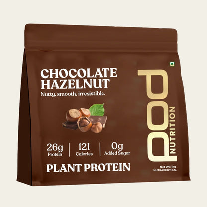 POD NUTRITION Pea Protein Isolate Powder | Vegan Plant Protein, No Added Sugar, Dairy Free| Clean & Easy to Digest with Essential Amino Acids (1kg, Chocolate Hazelnut)